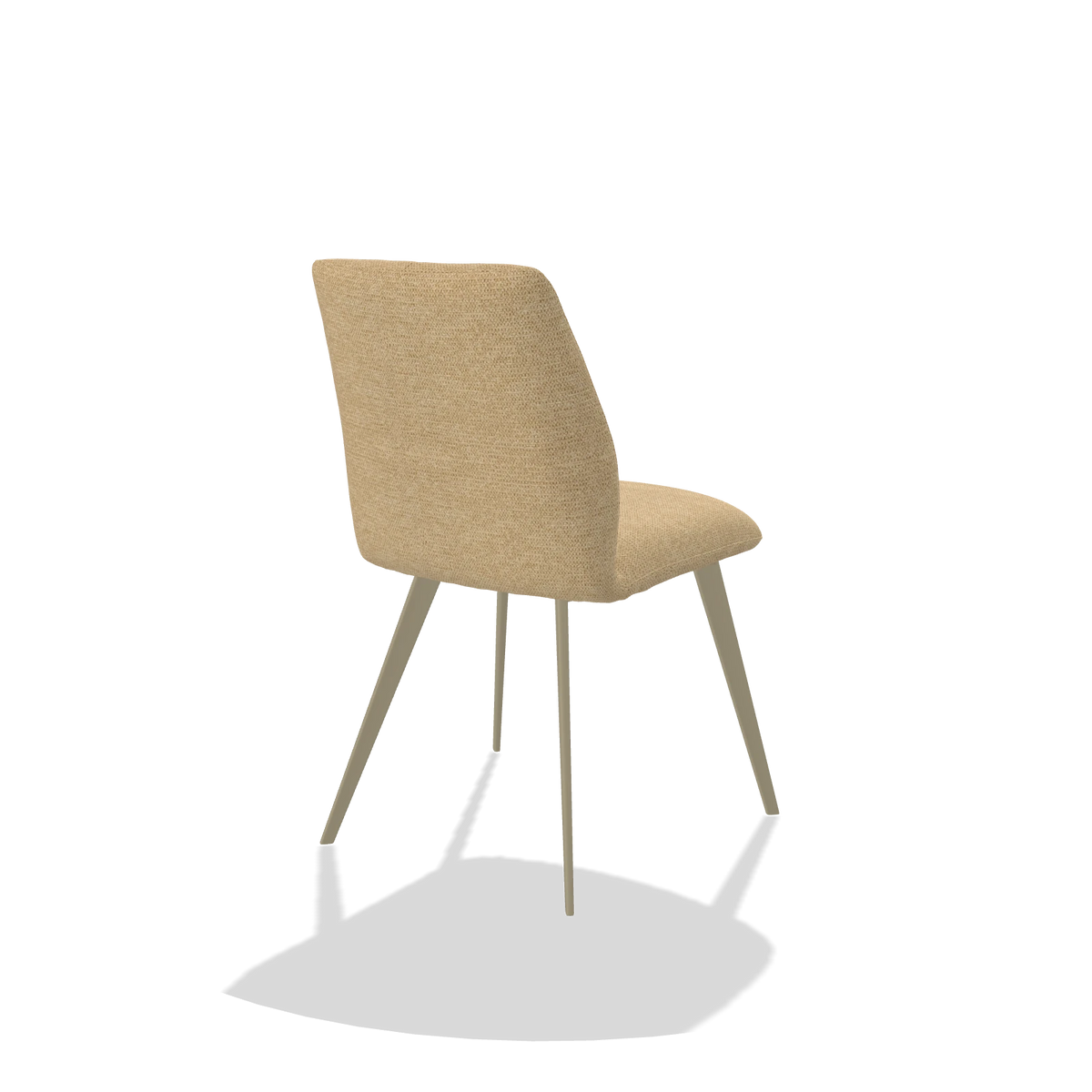 Esszimmerstuhl ohne Armlehnen Bari 6405 in Stoff Mito 170 (Beige), Beine in Champagner, Schrägansicht von hinten