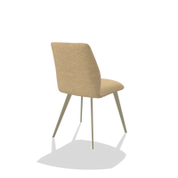 Esszimmerstuhl ohne Armlehnen Bari 6405 in Stoff Mito 170 (Beige), Beine in Champagner, Schrägansicht von hinten