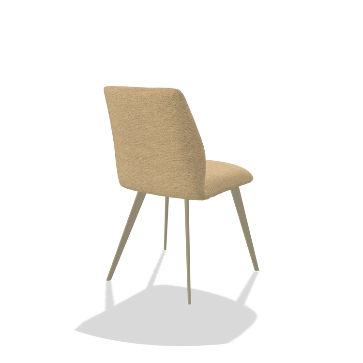 Esszimmerstuhl ohne Armlehnen Bari 6405 in Stoff Mito 170 (Beige), Beine in Champagner, Schrägansicht von hinten