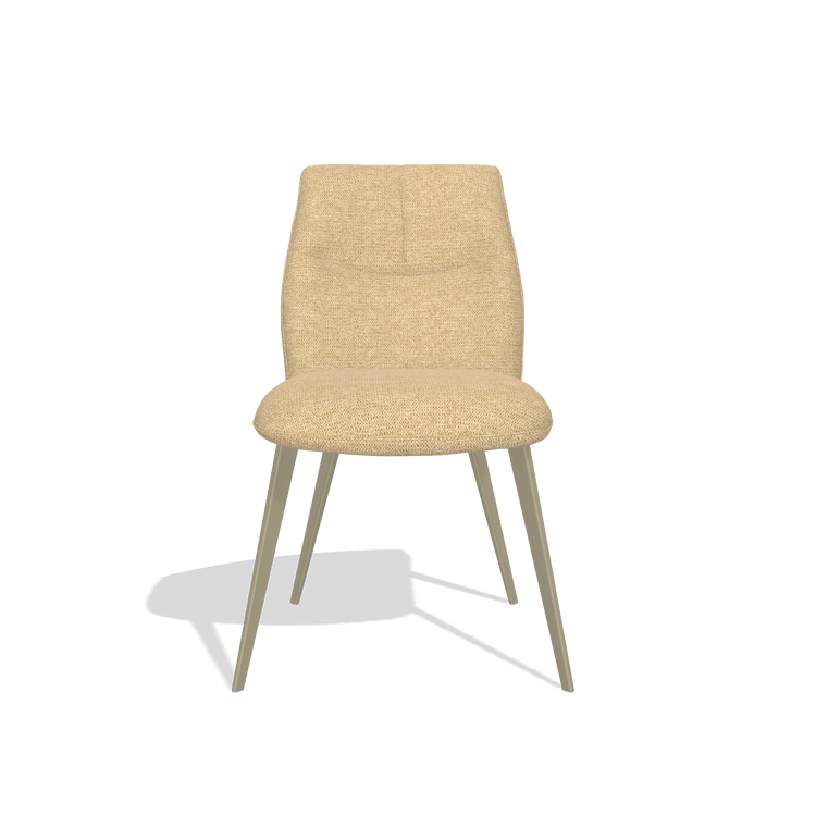 Esszimmerstuhl ohne Armlehnen Bari 6405 in Stoff Mito 170 (Beige), Beine in Champagner, Vorderansicht
