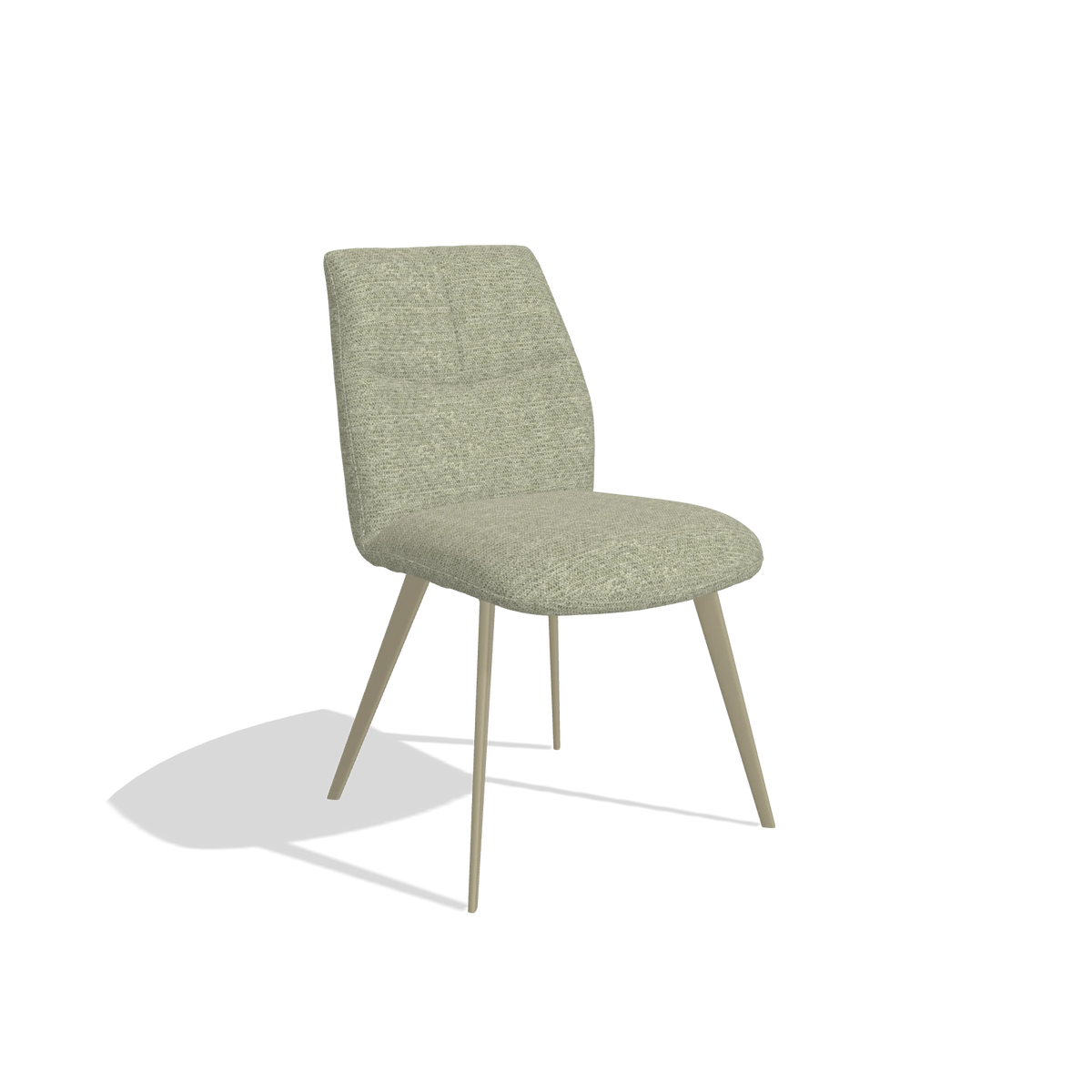 Armless Dining Chair Bari 6405 in Mito 55 fabric (sage), champagne legs, angled view