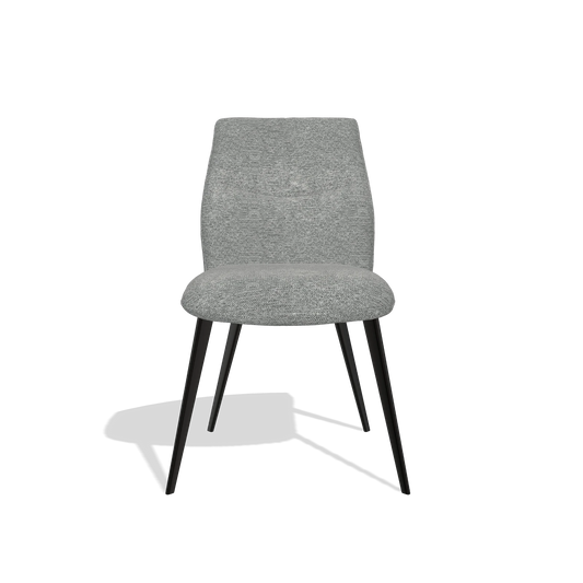 Silla de comedor sin reposabrazos Bari 6405 en tela Mito 97 (topo), patas en negro, vista frontal