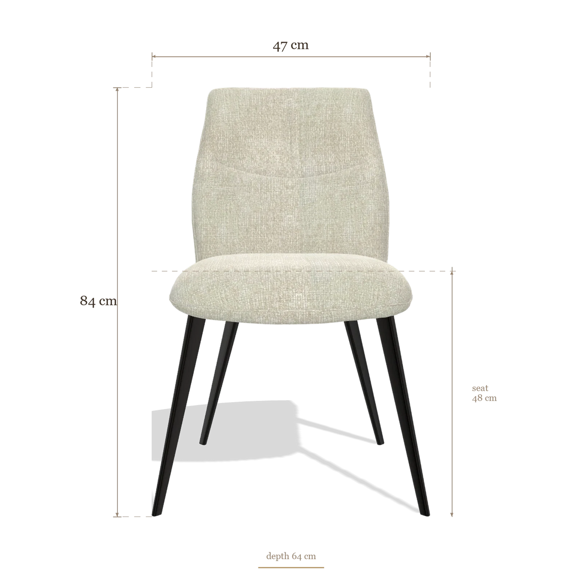 Sedia da pranzo senza braccioli Bari 6405, dimensioni 47 x 64 x 84 cm