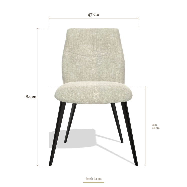 Sedia da pranzo senza braccioli Bari 6405, dimensioni 47 x 64 x 84 cm