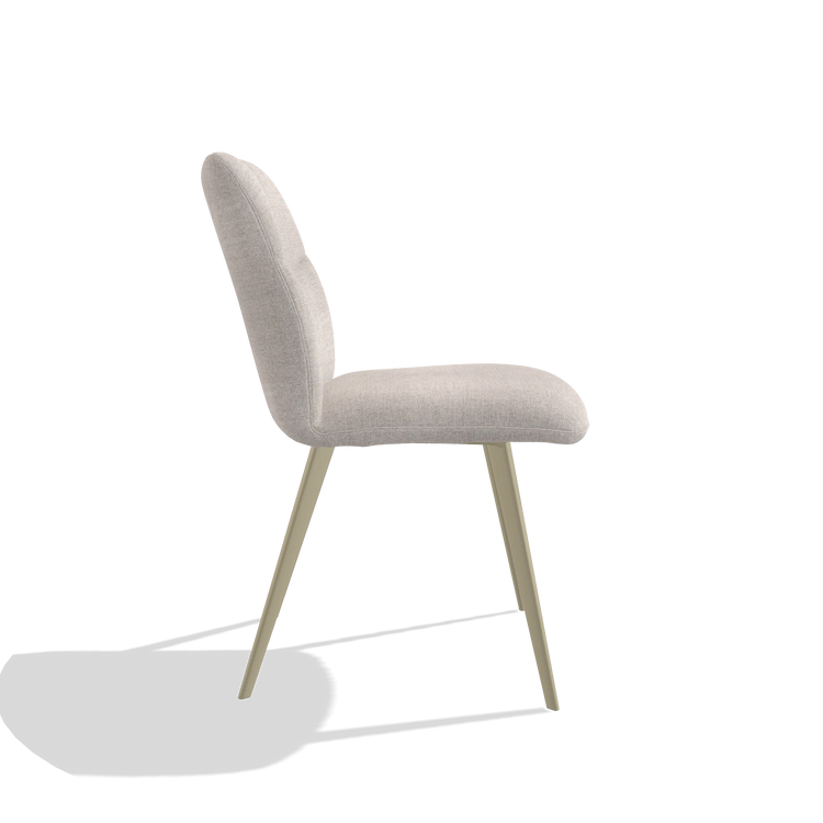 Sedia da pranzo senza braccioli Bari 6405 in tessuto Oasis 01 (grigio chiaro), gambe in champagne, vista laterale