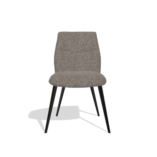 Silla de comedor sin reposabrazos Bari 6405 en tela Oasis 108 (gris oscuro), patas en negro, vista frontal