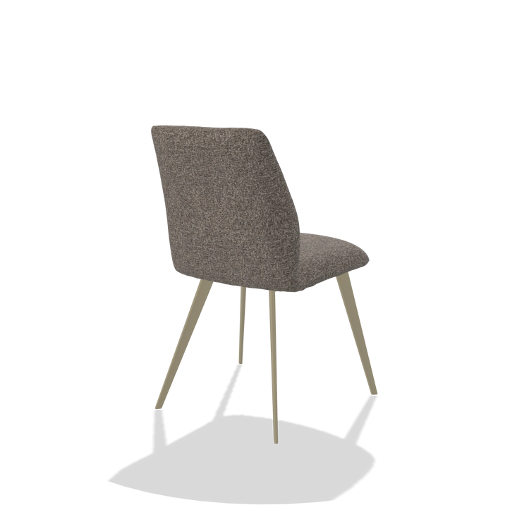 Sedia da pranzo senza braccioli Bari 6405 in tessuto Oasis 108 (grigio scuro), gambe in champagne, vista posteriore angolata