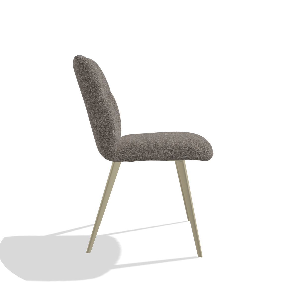 Sedia da pranzo senza braccioli Bari 6405 in tessuto Oasis 108 (grigio scuro), gambe in champagne, vista laterale