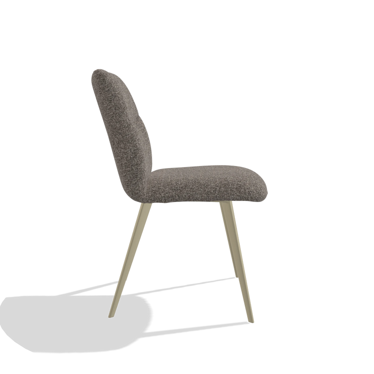 Sedia da pranzo senza braccioli Bari 6405 in tessuto Oasis 108 (grigio scuro), gambe in champagne, vista laterale