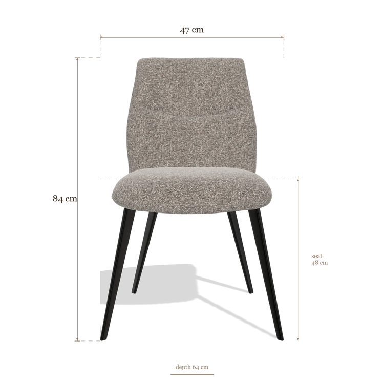 Sedia da pranzo senza braccioli Bari 6405, dimensioni 47 x 64 x 84 cm