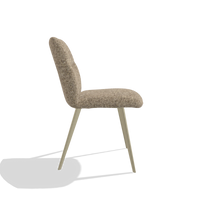 Armless Dining Chair Bari 6405 in Oasis 176 fabric (taupe), champagne legs, side view