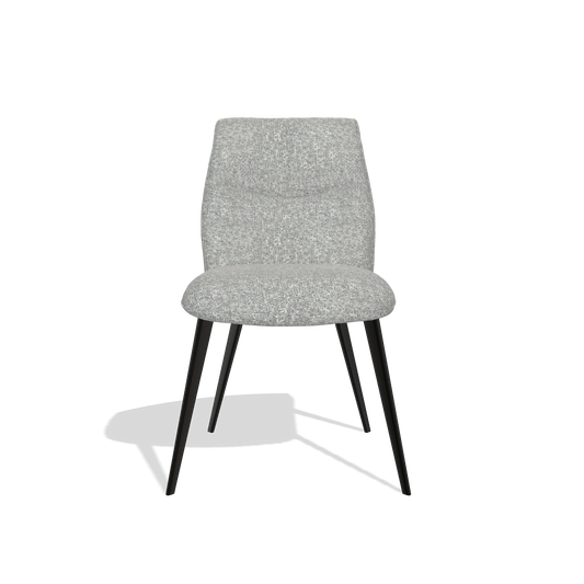 Silla de comedor sin reposabrazos Bari 6405 en tela Oasis 40 (greige), patas en negro, vista frontal