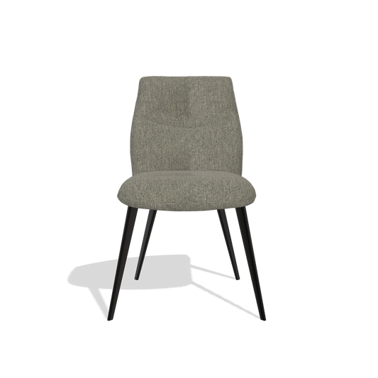 Silla de comedor sin reposabrazos Bari 6405 en tela San Remo 103 (gris oscuro), patas en negro, vista frontal