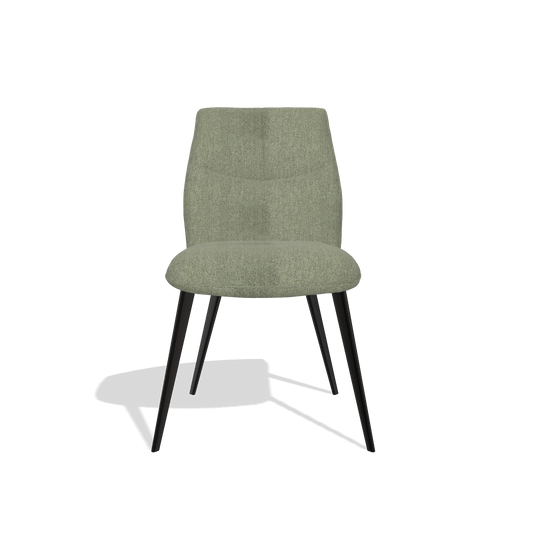 Silla de comedor sin reposabrazos Bari 6405 en tela San Remo 500 (topo), patas en negro, vista frontal