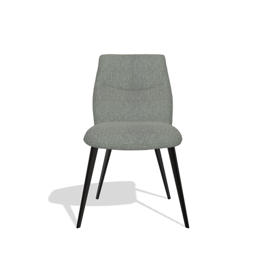 Silla de comedor sin reposabrazos Bari 6405 en tela San Remo 502 (topo), patas en negro, vista frontal