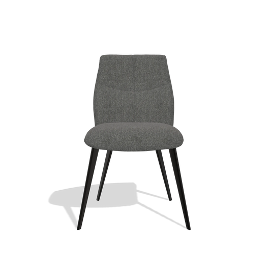 Silla de comedor sin reposabrazos Bari 6405 en tela San Remo 800 (antracita), patas en negro, vista frontal