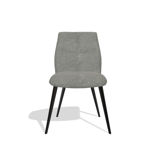 Silla de comedor sin reposabrazos Bari 6405 en tela San Remo 802 (topo), patas en negro, vista frontal