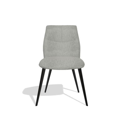 Silla de comedor sin reposabrazos Bari 6405 en tela San Remo 901 (gris), patas en negro, vista frontal