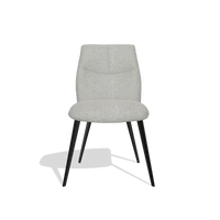 Armless Dining Chair Bari 6405 in Sneak 05 fabric (greige), black legs, front view