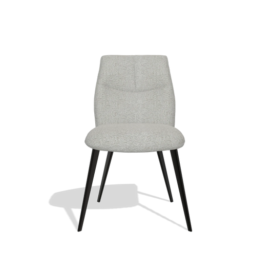 Silla de comedor sin reposabrazos Bari 6405 en tela Sneak 05 (greige), patas en negro, vista frontal