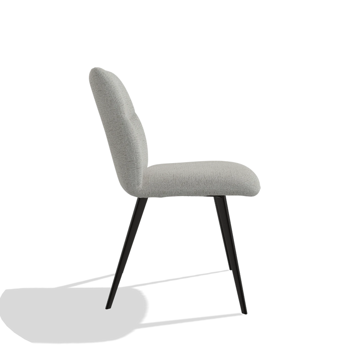 Armless Dining Chair Bari 6405 in Sneak 05 fabric (greige), black legs, side view