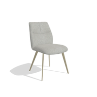 Armless Dining Chair Bari 6405 in Sneak 05 fabric (greige), champagne legs, angled view