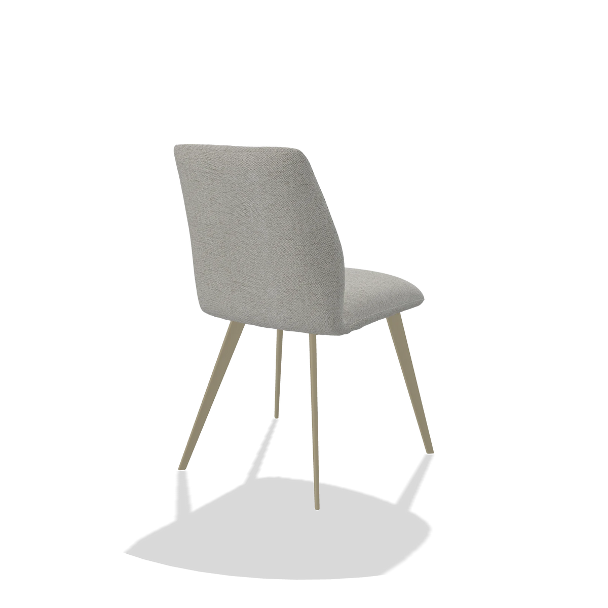 Armless Dining Chair Bari 6405 in Sneak 05 fabric (greige), champagne legs, back angled view