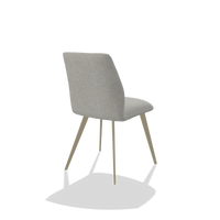 Armless Dining Chair Bari 6405 in Sneak 05 fabric (greige), champagne legs, back angled view