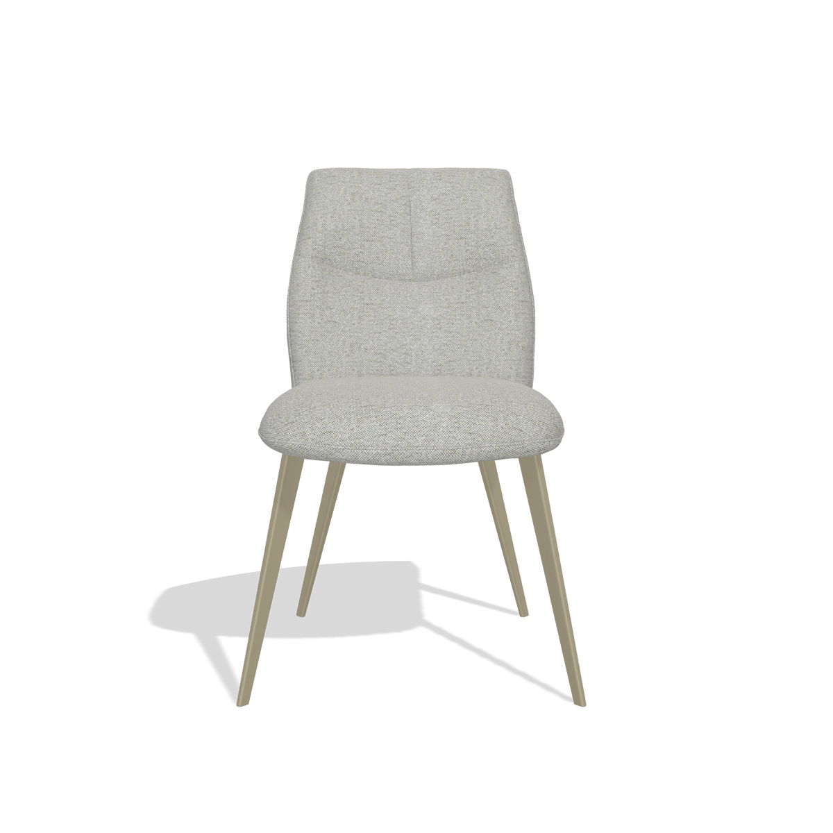 Armless Dining Chair Bari 6405 in Sneak 05 fabric (greige), champagne legs, front view