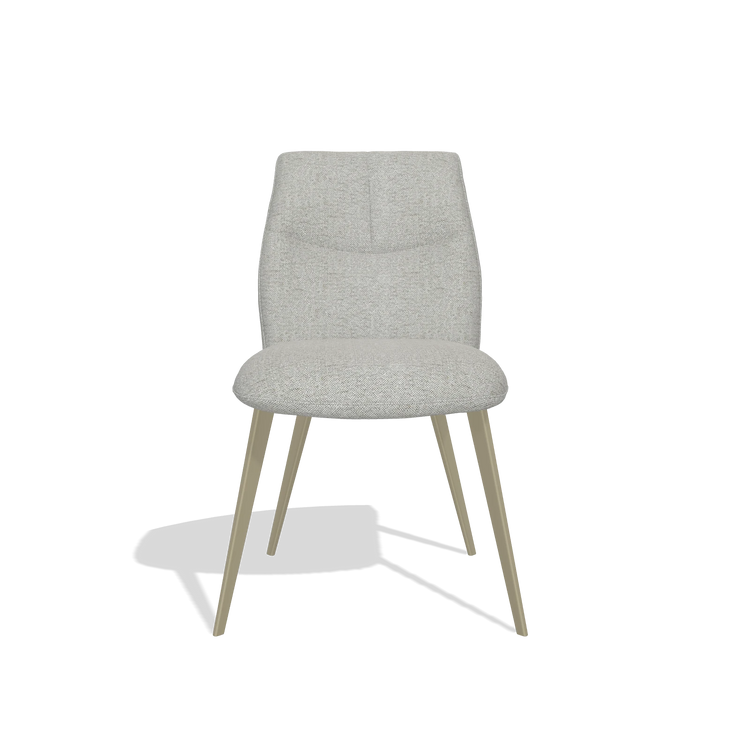 Armless Dining Chair Bari 6405 in Sneak 05 fabric (greige), champagne legs, front view