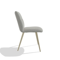 Armless Dining Chair Bari 6405 in Sneak 05 fabric (greige), champagne legs, side view
