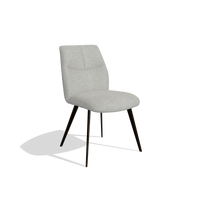 Armless Dining Chair Bari 6405 in Sneak 05 fabric (greige), espresso legs, angled view