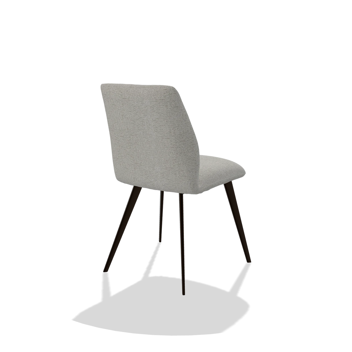 Armless Dining Chair Bari 6405 in Sneak 05 fabric (greige), espresso legs, back angled view