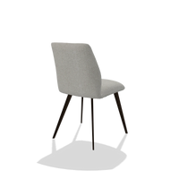 Armless Dining Chair Bari 6405 in Sneak 05 fabric (greige), espresso legs, back angled view
