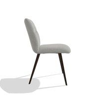 Armless Dining Chair Bari 6405 in Sneak 05 fabric (greige), espresso legs, side view