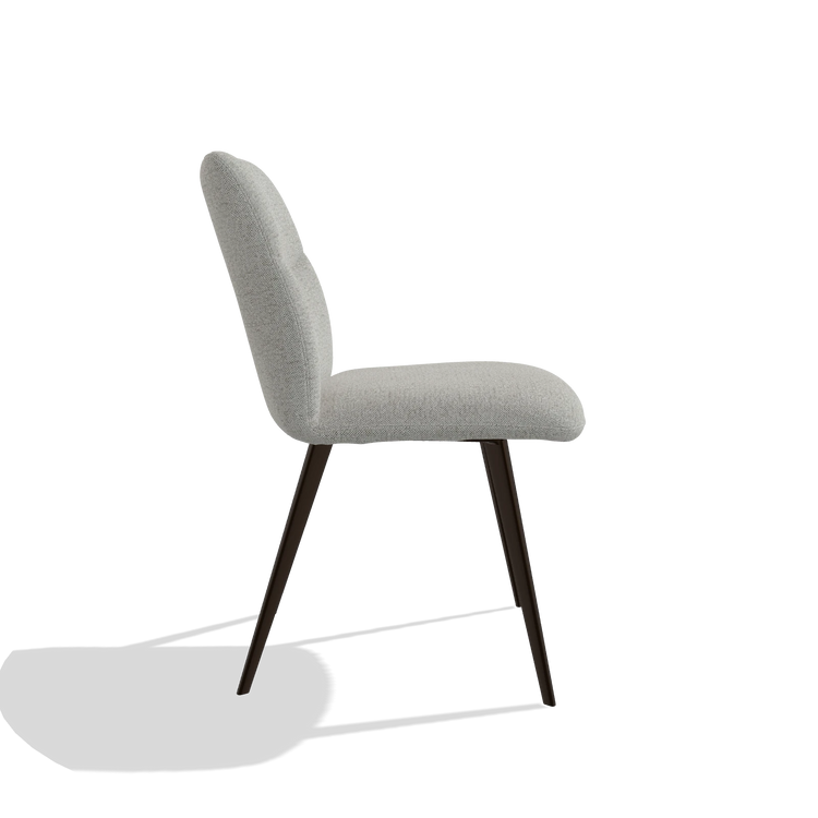 Armless Dining Chair Bari 6405 in Sneak 05 fabric (greige), espresso legs, side view