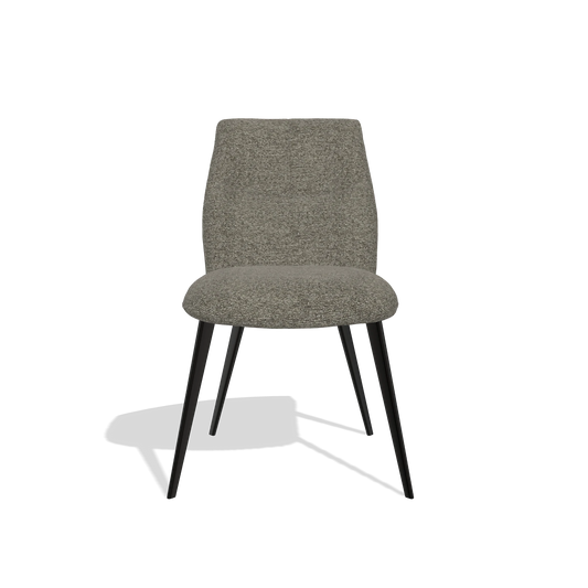 Silla de comedor sin reposabrazos Bari 6405 en tela Sneak 10 (gris oscuro), patas en negro, vista frontal