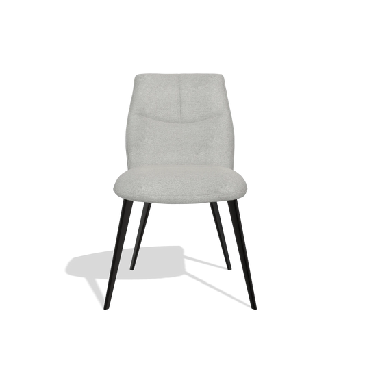 Silla de comedor sin reposabrazos Bari 6405 en tela Sneak 110 (greige), patas en negro, vista frontal
