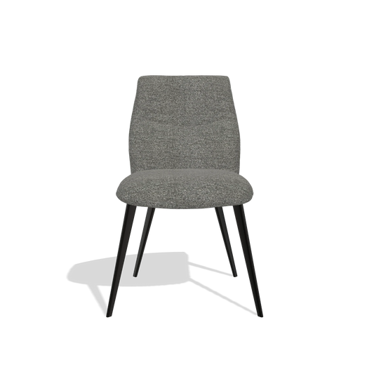 Silla de comedor sin reposabrazos Bari 6405 en tela Sneak 12 (gris oscuro), patas en negro, vista frontal