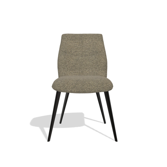 Silla de comedor sin reposabrazos Bari 6405 en tela Sneak 124 (oliva), patas en negro, vista frontal
