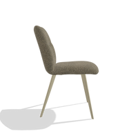 Armless Dining Chair Bari 6405 in Sneak 124 fabric (olive), champagne legs, side view
