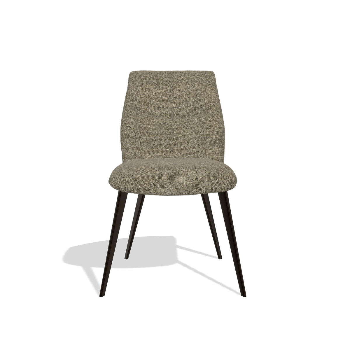 Armless Dining Chair Bari 6405 in Sneak 124 fabric (olive), espresso legs, front view