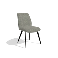 Armless Dining Chair Bari 6405 in Sneak 149 fabric (taupe), black legs, angled view