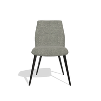 Armless Dining Chair Bari 6405 in Sneak 149 fabric (taupe), black legs, front view