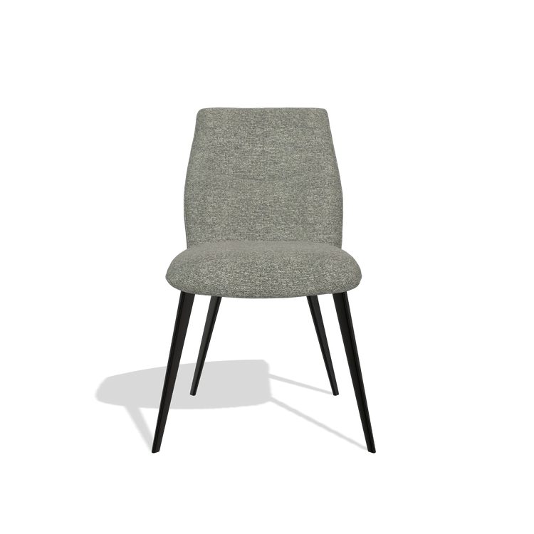 Armless Dining Chair Bari 6405 in Sneak 149 fabric (taupe), black legs, front view