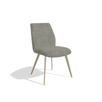 Armless Dining Chair Bari 6405 in Sneak 149 fabric (taupe), champagne legs, angled view