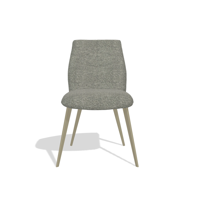 Armless Dining Chair Bari 6405 in Sneak 149 fabric (taupe), champagne legs, front view