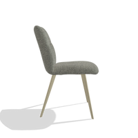 Armless Dining Chair Bari 6405 in Sneak 149 fabric (taupe), champagne legs, side view