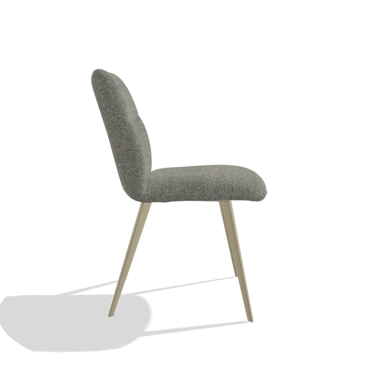 Armless Dining Chair Bari 6405 in Sneak 149 fabric (taupe), champagne legs, side view