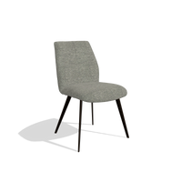 Armless Dining Chair Bari 6405 in Sneak 149 fabric (taupe), espresso legs, angled view